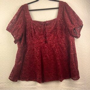 Torrid Burgundy Lace Blouse. Size 5X 28W